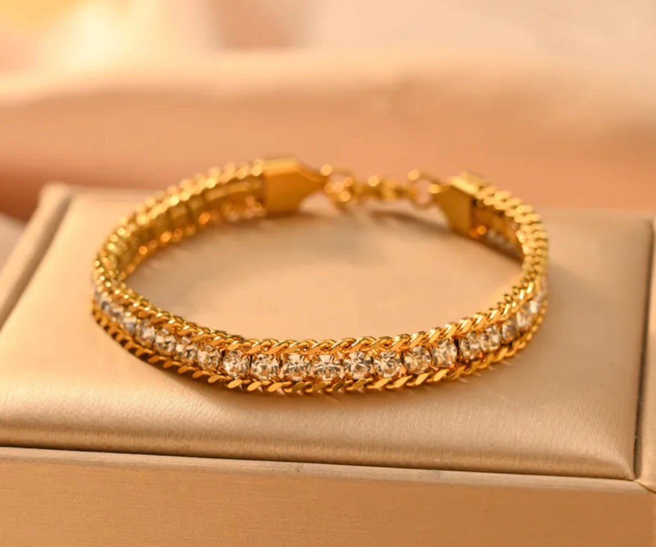 Golden Classic Zircon Chain Bracelet