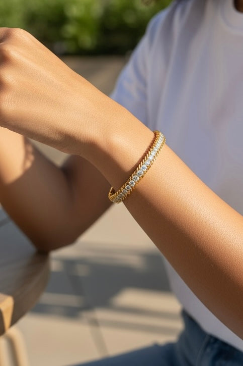 Golden Classic Zircon Chain Bracelet